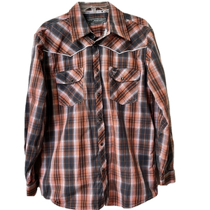 COWBOY HARDWARE Men's Medium HERMOSILLO Plaid Print Long Sleeve Snap Shirt
